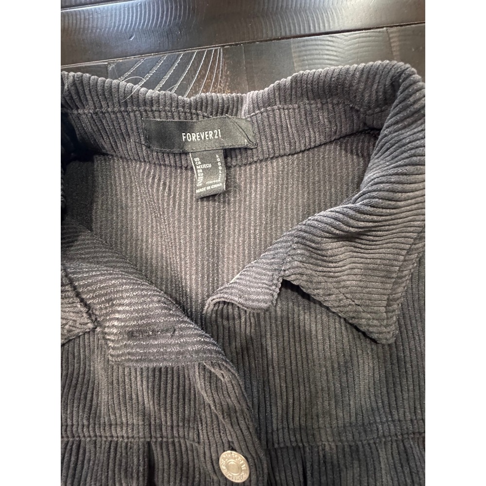 Forever 21 Womens black Corduroy Oversized Button Down Shacket Large - Picture 3 of 6